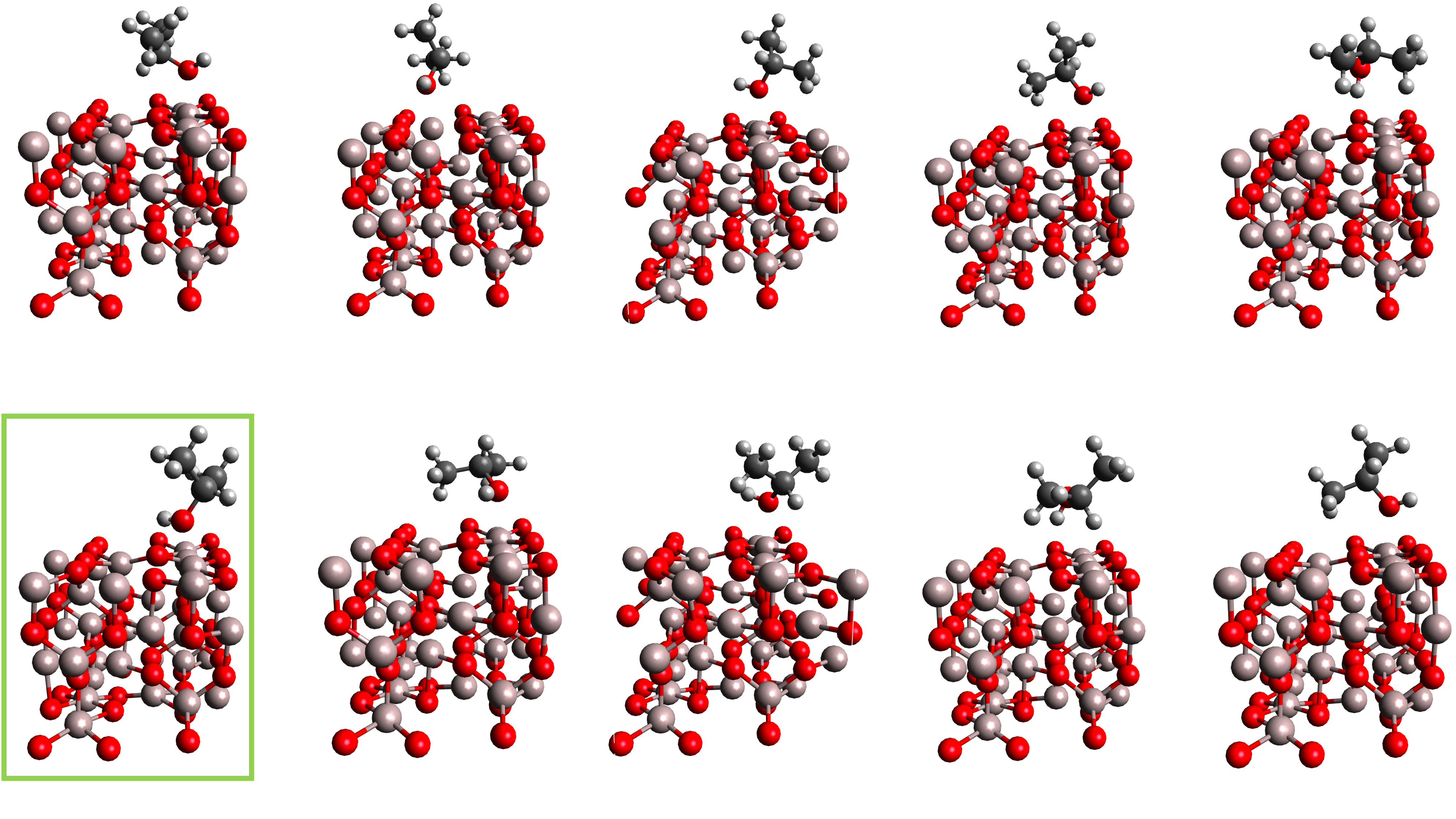 Example of refined adsorbate-surface geometries